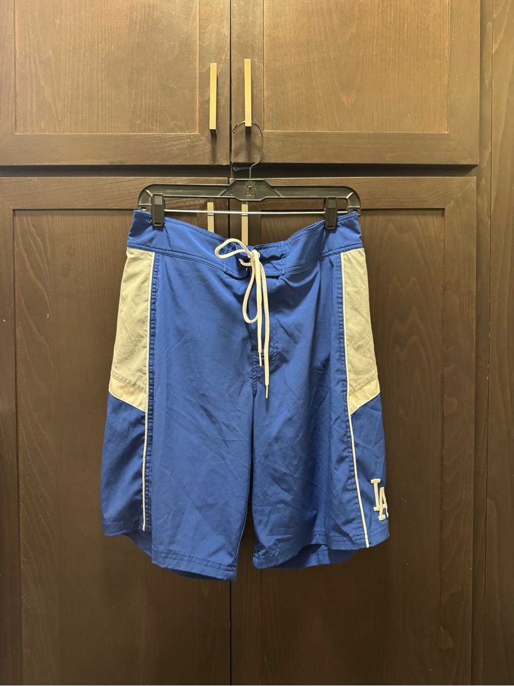 Blue LA Dodgers Athletic Swim/Board Shorts with Cream Panels inside lining